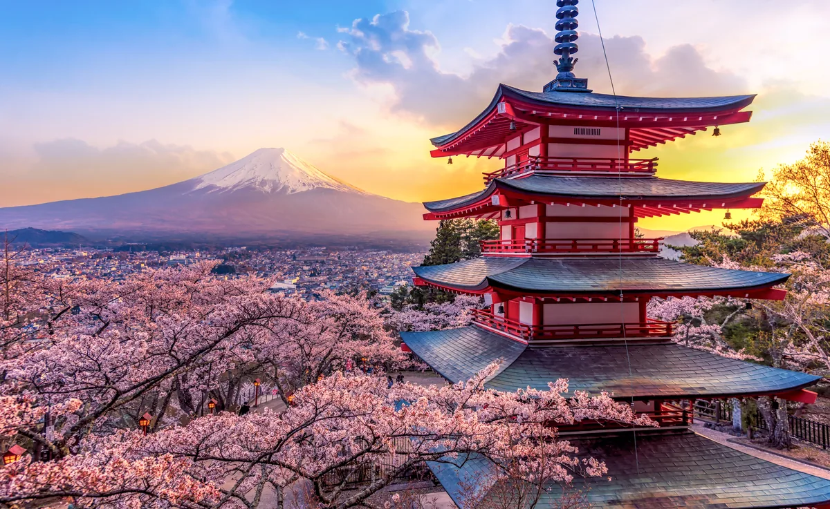 Japan travel — city skyline and traditional temples